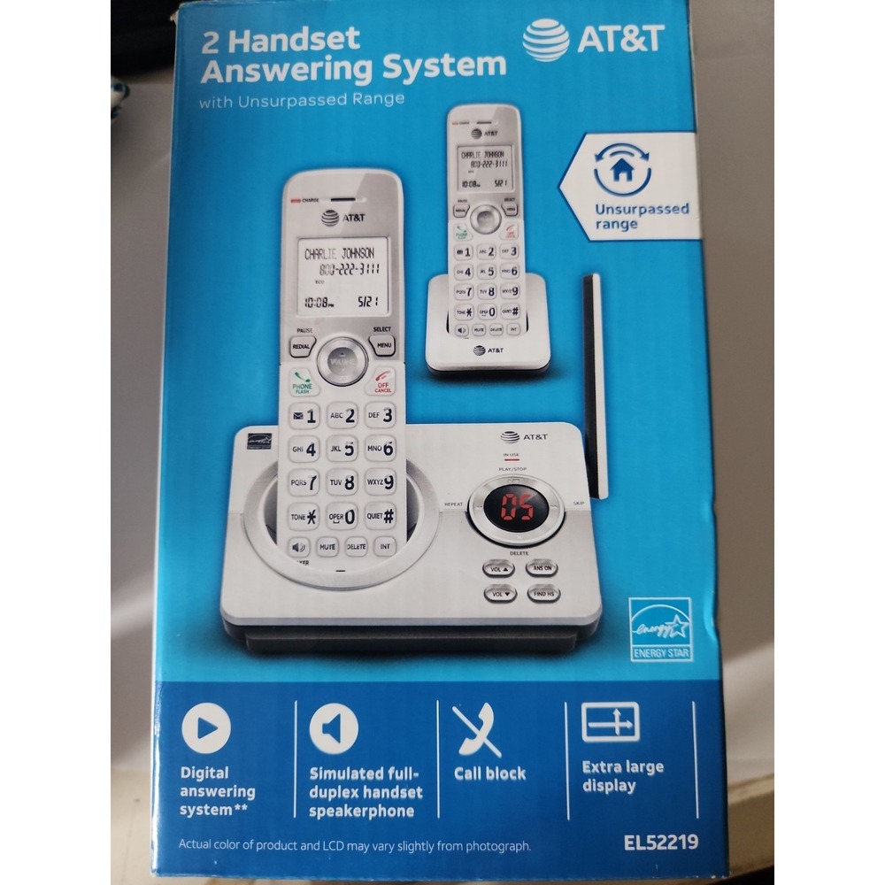AT&T EL52219 2 Handset Cordless Answering System Caller ID/Waiting New